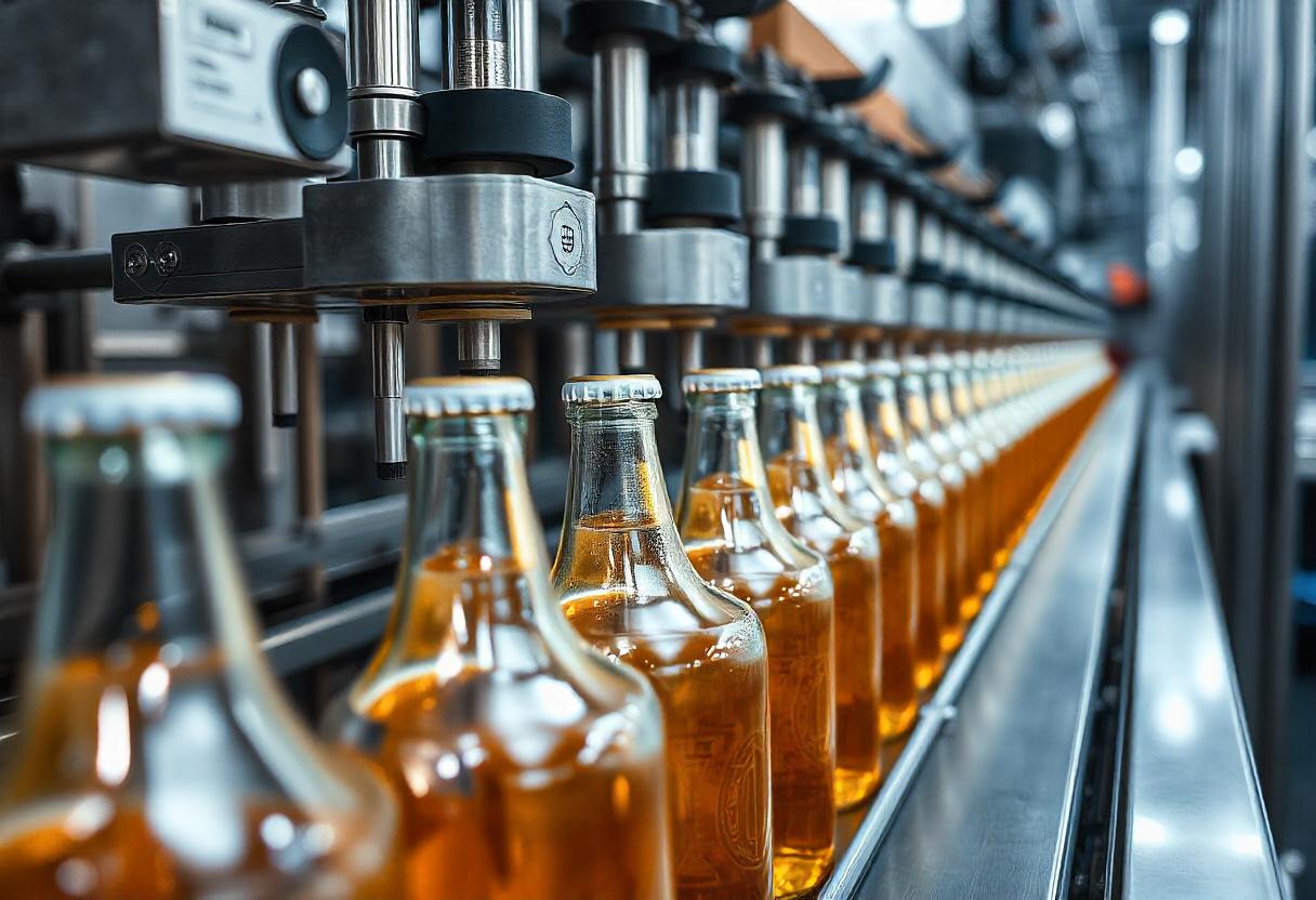 Máquina de envase de cerveja da HDAT em operação